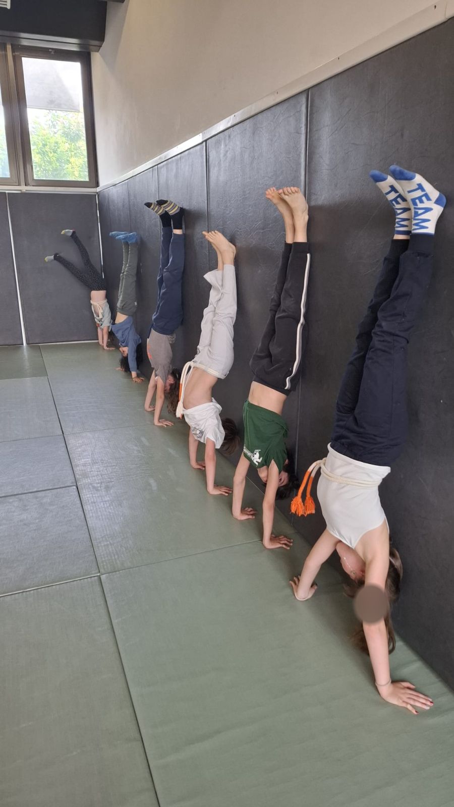 Cours enfants de capoeira (visages floutés)